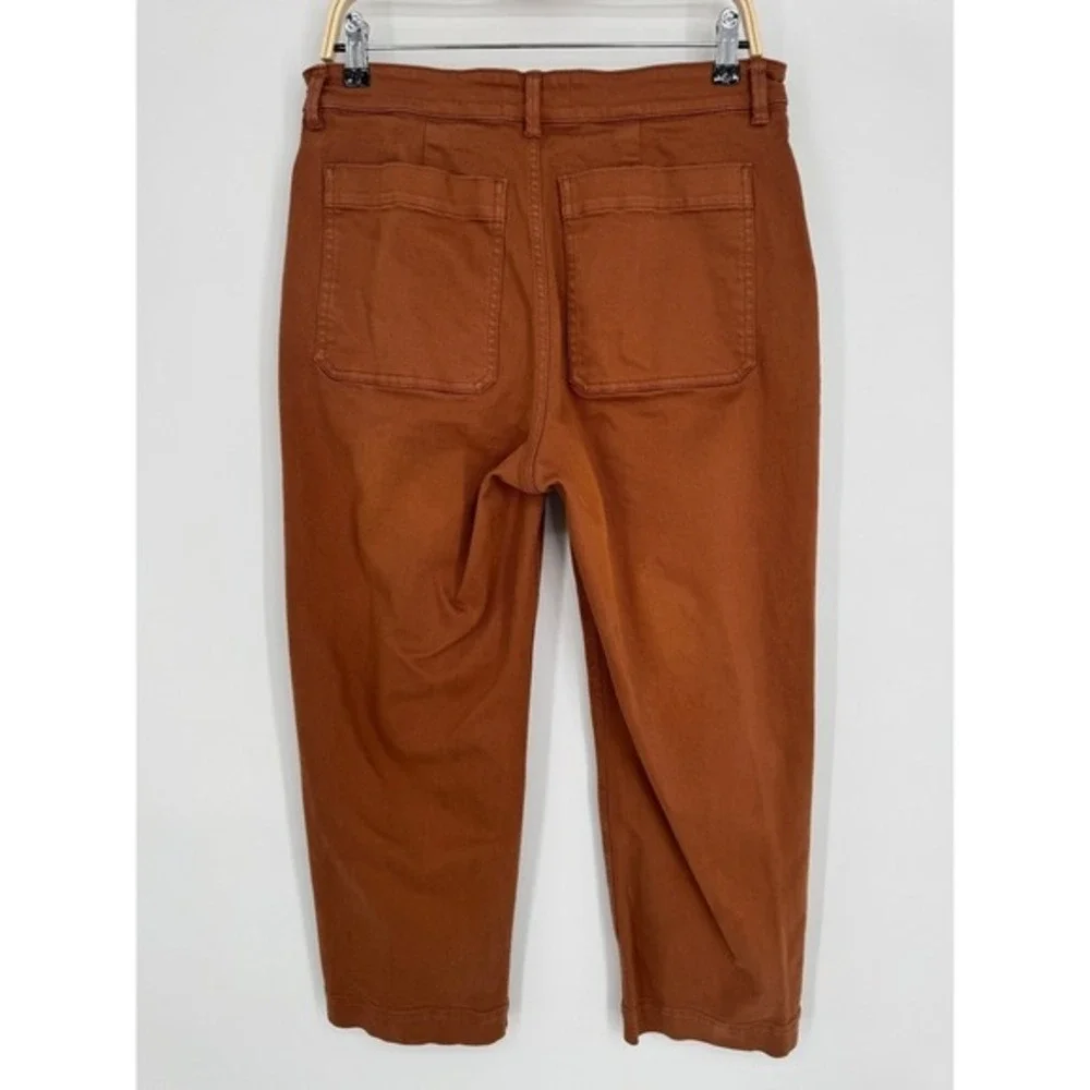 Everlane‎ Straight Leg Crop Pants Size 12 Rusty Brown Minimalist Casual Chic